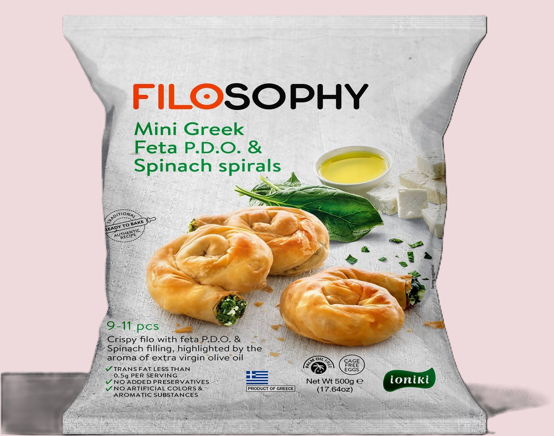 U414 : Filosophy mini Rools  Epinard Fromage 500GR ( 14pc par colis ) 