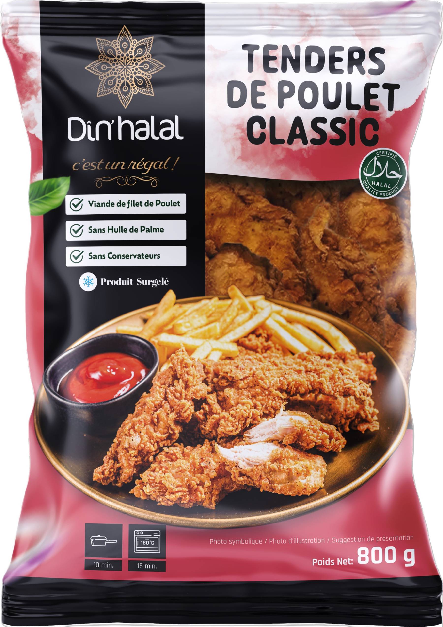 E714 : Din'Halal Tenders de poulet Classic 800gr ( 7pc par colis )