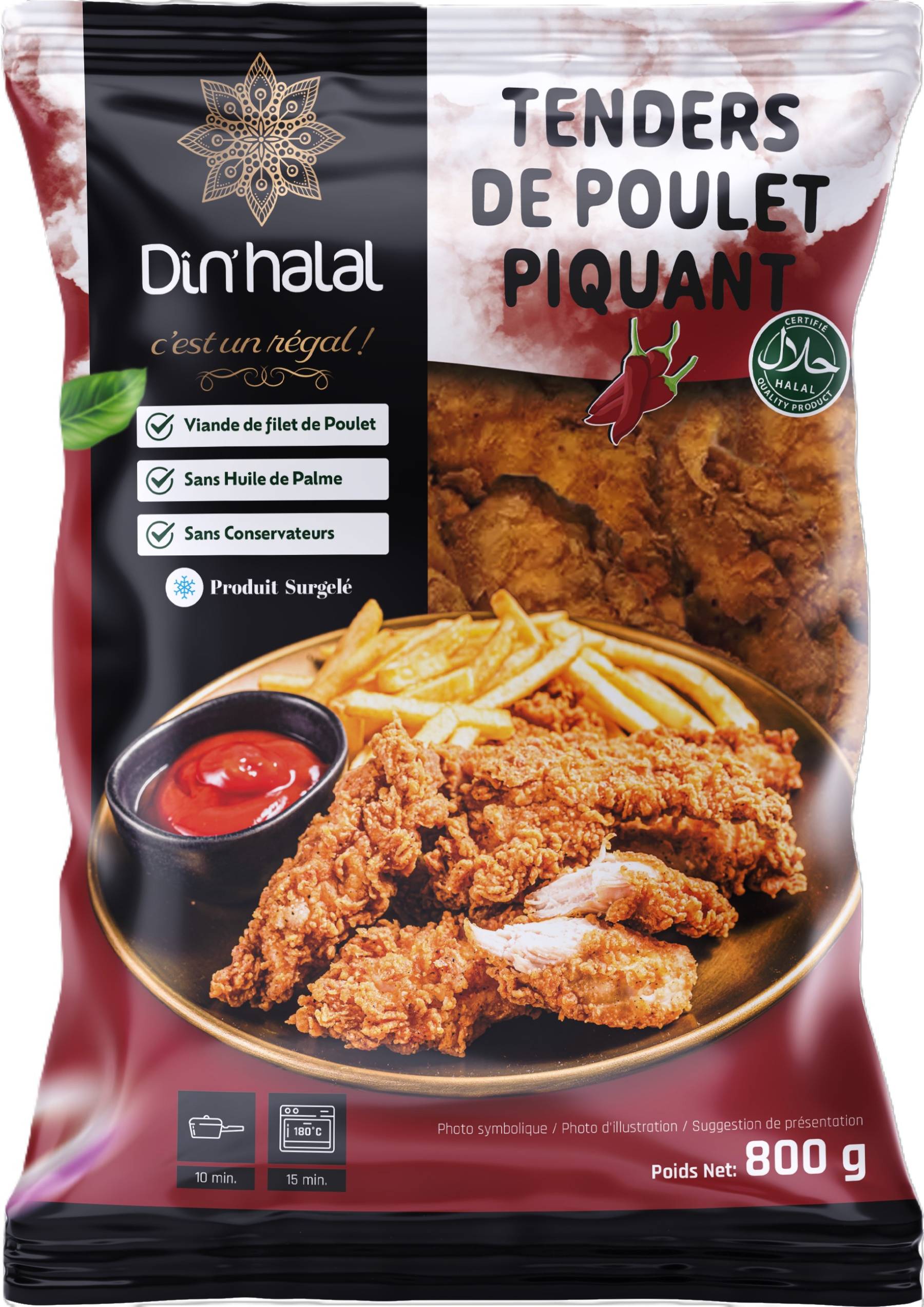 E715 : Din'Halal Tenders de poulet Piquant 800gr ( 7pc par colis )