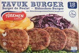 E400 : Turkmen 18 chicken burger 1170gr ( 8 pc par colis )