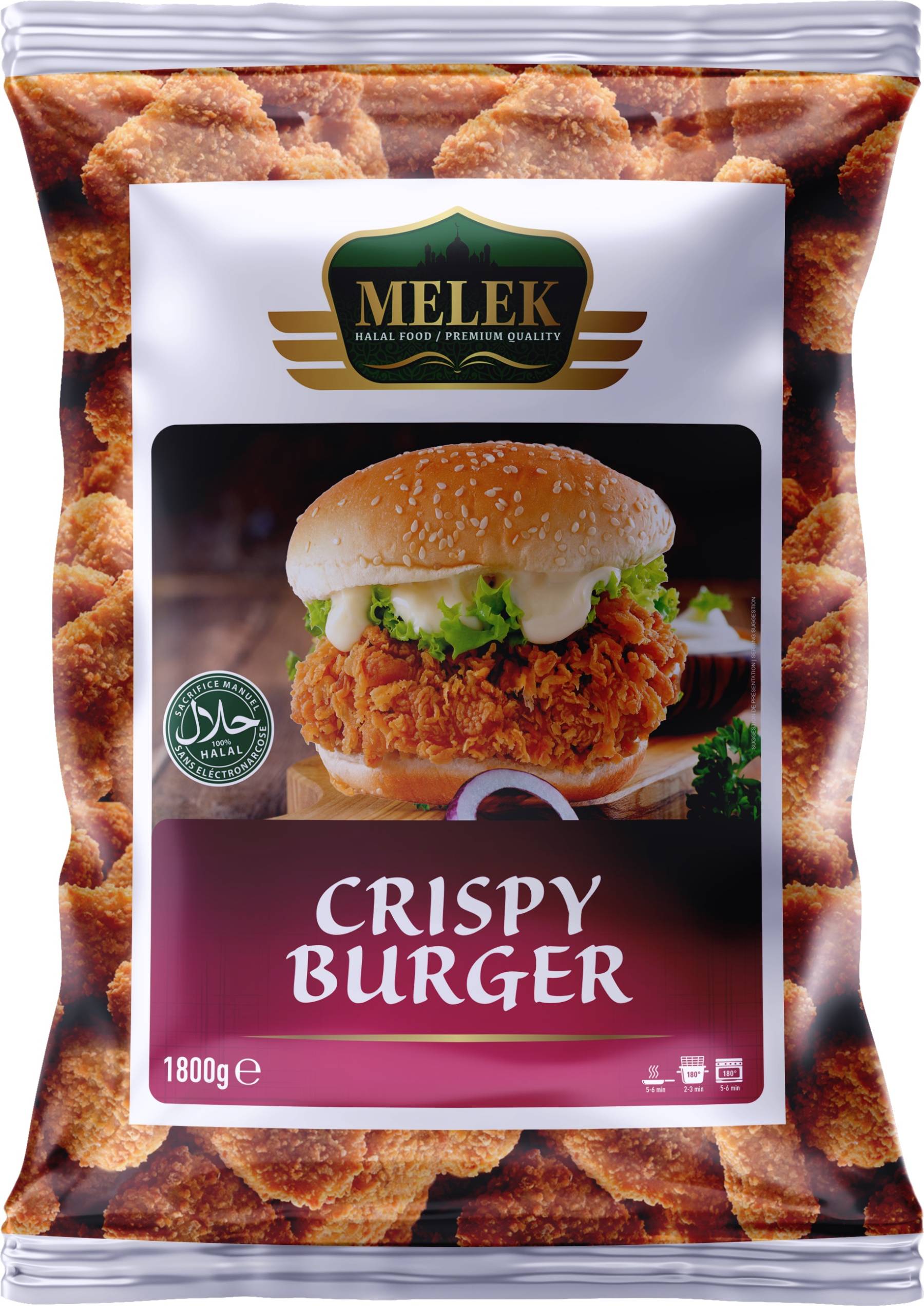 E224 : Melek 18 Crispy burger de poulet 1800gr ( 4pc par colis ) 