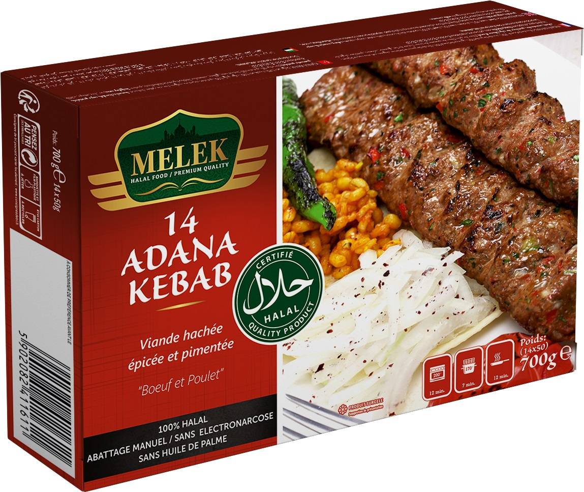 E600 : Melek Adana kebab 14 unités de 50gr  700gr ( 10pc par colis ) 