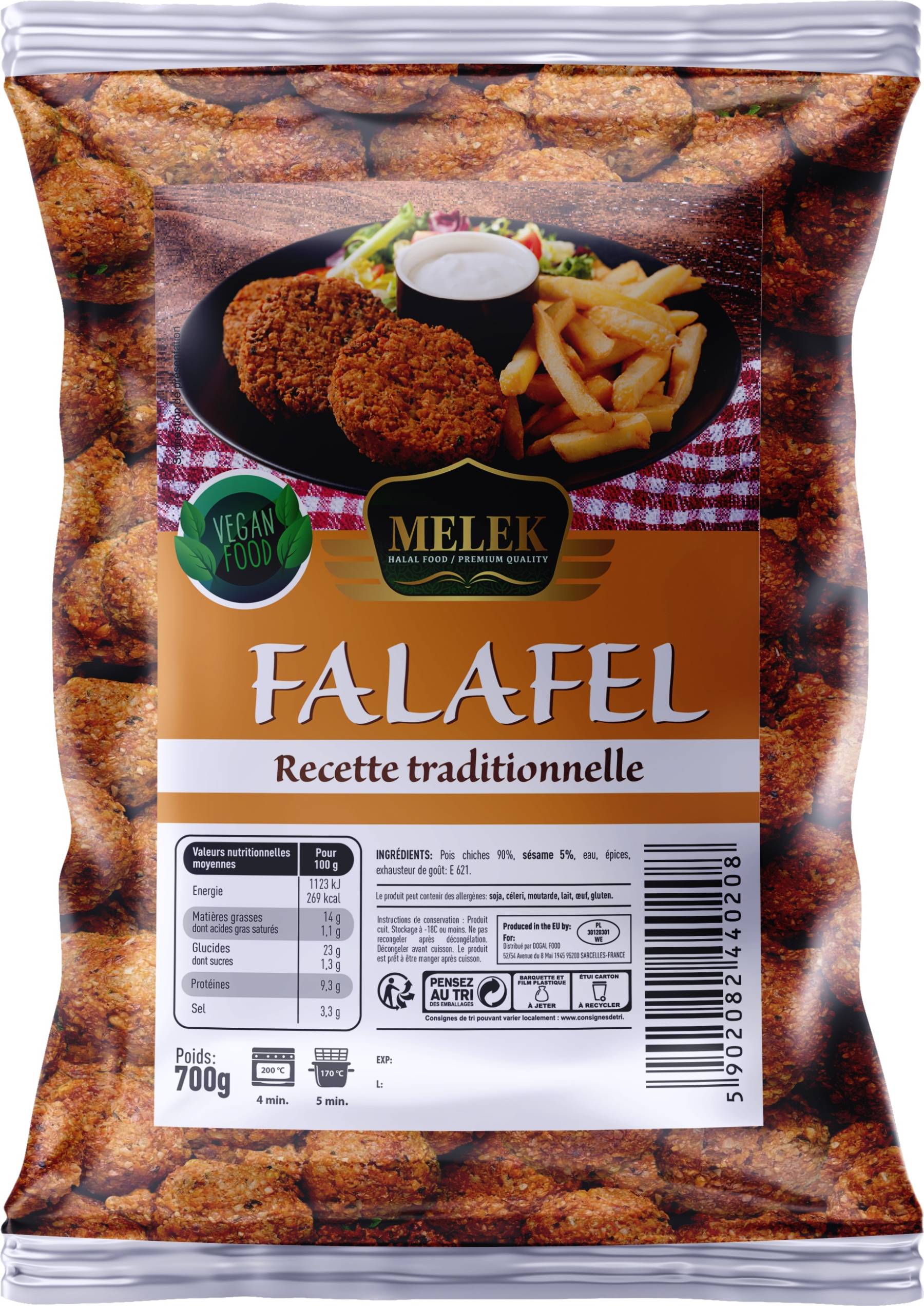 E640 : Melek Falafel traditionnelle 700gr ( 11pc par colis ) 