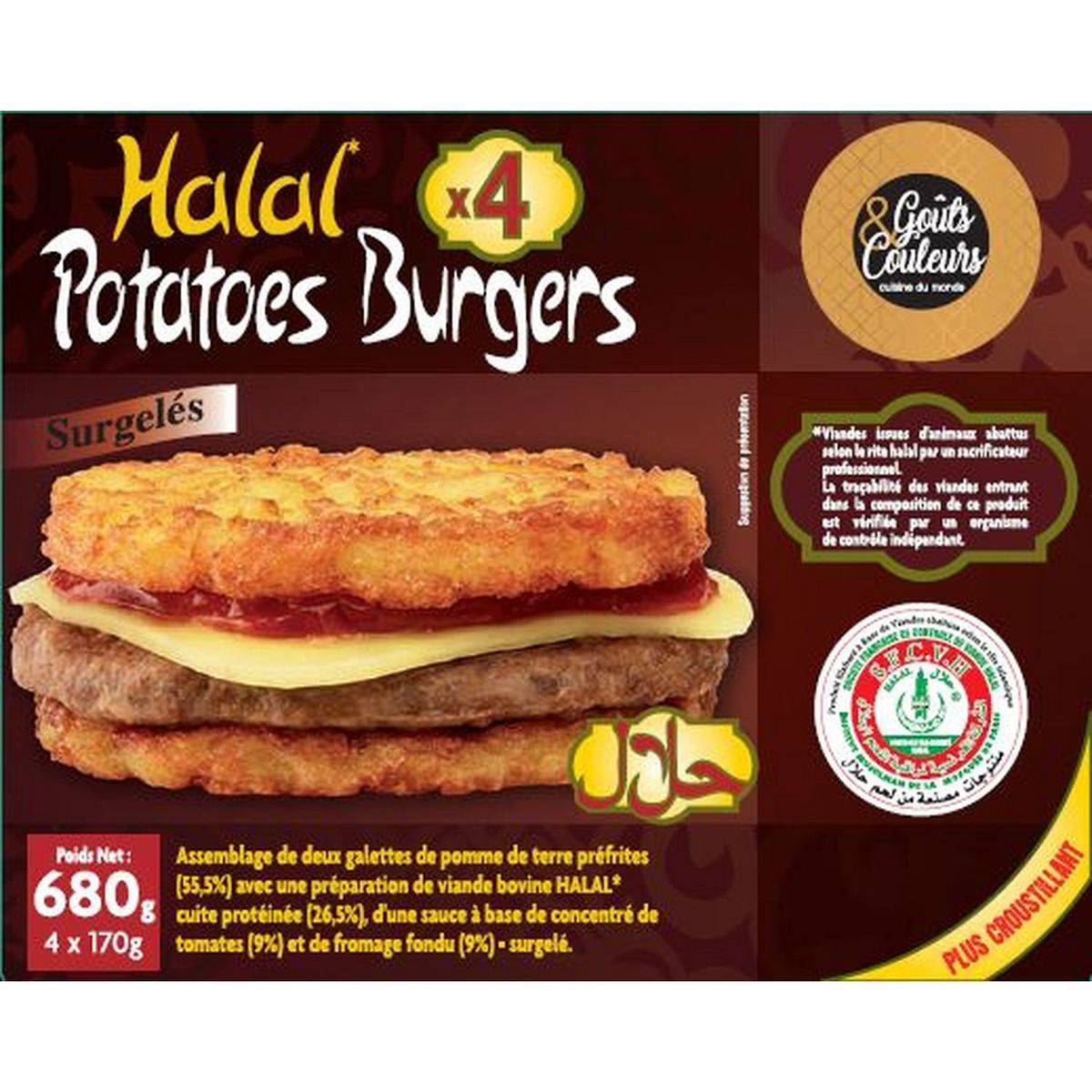 E725 : Potatoes burger 4x170gr  680gr ( 10pc par colis )