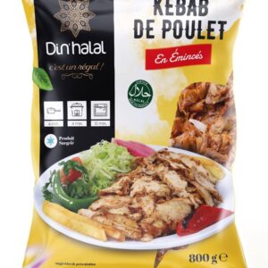 E730 : DIN'HALAL Kebab de Poulet en Émincés 800g