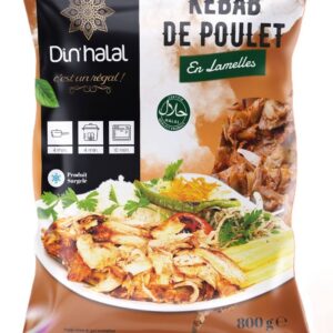 E731 : DIN'HALAL Kebab de Poulet en Lamelles 800g