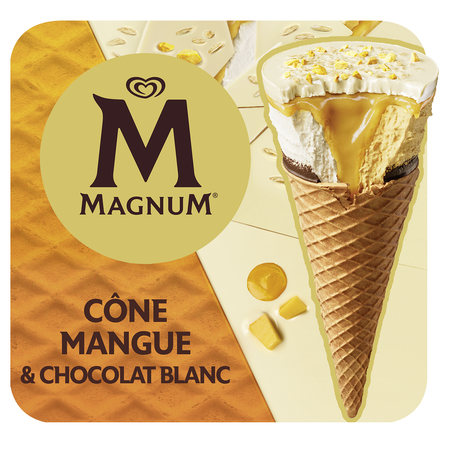 D101 : MAGNUM 4x Cornet Mangue Chocolat Blanc 360ml
