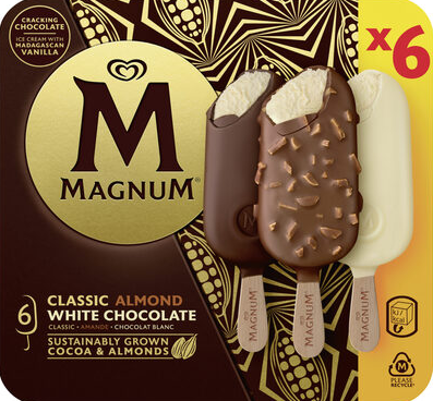 D143 : MAGNUM 6x Classic Amande Chocolat Blanc 432g